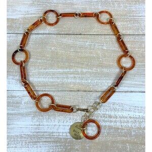 Vintage 70's NWT Translucent Plastic Link Necklace Belt Tortoise Shell Color 37"